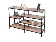 Μεταλλική Ραφιέρα Έπιπλο με 5 ξύλινα ράφια, 114x33x76 cm, Wooden shelf