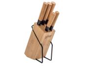 Σετ Μαχαίρια Κουζίνας 5 τεμ από Ανοξείδωτο ατσάλι και Bamboo με ξύλινη βάση