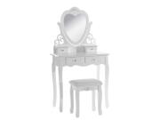 Ξύλινο Έπιπλο Τουαλέτα Κρεβατοκάμαρας, Μπουντουάρ με 4 συρτάρια και σκαμπό, 75x40x146 cm