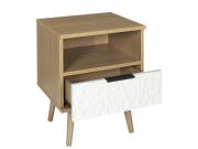 Ξύλινο Έπιπλο Κομοδίνο με ράφι και συρτάρι σε λευκό χρώμα, 35x40x49 cm, Bedside table