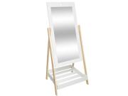 Παιδικός Καθρέφτης Δαπέδου με Ράφι σε λευκό χρώμα, 46.5x40x102 cm