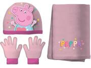Σετ 3 τεμαχίων Σκουφάκι, Γάντια και Κασκόλ σε σχέδιο Peppa, από Πολυεστέρα