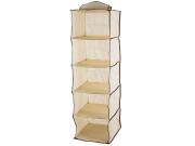 Υφασμάτινη Κρεμάστρα εσωτερικό Ράφι Ντουλάπας με 5 Διαμερίσματα σε μπεζ χρώμα, 30x30x100 cm