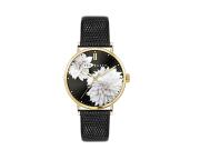 Ted Baker Γυναικείο Ρολόι Phylipa Flowers με Μαύρο Καντράν και Μαύρο Δερμάτινο Λουράκι, BKPPHF011