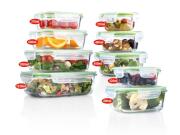 Σετ Γυάλινα Φαγητοδοχεία Μπολ 9 τεμαχίων με κλείσιμο ασφαλείας, σε πράσινο χρώμα, 7.5x17.5x23 cm