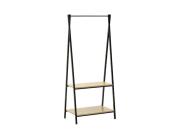 Μεταλλική Κρεμάστρα Δαπέδου Ρούχων με μπάρα και 2 ξύλινα ράφια 60x40x150 cm, Floor Hanger