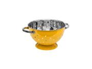 Σουρωτήρι από Ανοξείδωτο Ατσάλι με λαβές και βάση διαμέτρου 25 cm σε Κίτρινο χρώμα, Colander