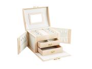 Κοσμηματοθήκη Μπιζουτιέρα Βαλιτσάκι απο τεχνητό Δέρμα, με Καθρέφτη,  18x13x14 cm