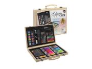 Σετ Ζωγραφικής 86 τεμαχίων σε Ξύλινη Θήκη μεταφοράς σε φυσική απόχρωση ξύλου, 27x34x4 cm