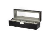 Θήκη Ρολογιών Κοσμηματοθήκη 6 Θέσεων με βελούδινη εσωτερική επένδυση σε Μαύρο χρώμα, 31x10.4x10.5 cm