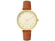 Nine West Γυναικείο Ρολόι χειρός 34mm με Λευκό καντράν και δερμάτινο λουράκι Καφέ, NW/2556CHHY