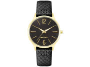 Nine West Γυναικείο Ρολόι χειρός 40mm με Μαύρο καντράν και δερμάτινο λουράκι Μαύρο, NW/2560BKBK