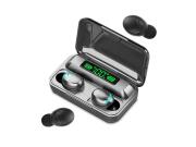 Ασύρματα Επαναφορτιζόμενα Ακουστικά με σύνδεση Bluetooth 5.0 και θήκη φορτιστή σε μαύρο χρώμα, F9-5