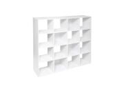 Έπιπλο Ξύλινη Βιβλιοθήκη με 16 Τετράγωνα Ράφια σε Λευκό χρώμα, 134x32x134 cm