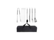 Σετ Εργαλείων Μπάρμπεκιου BBQ 9 τεμαχίων από Ανοξείδωτο ατσάλι σε Θήκη Μεταφοράς, 38.5x5x12 cm