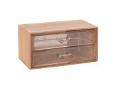 Ξύλινος Οργανωτής Συρταριέρα με 2 συρτάρια από Ξύλο Bamboo, 18.5x11.5x9.3 cm