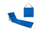Πτυσσόμενη Ξαπλώστρα στρώμα παραλίας με ρυθμιζόμενη πλάτη σε μπλε χρώμα, 150x50 cm