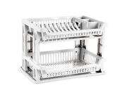 Πλαστική Διπλή Πιατοθήκη Στεγνωτήριο πιάτων με δίσκο Αποστράγγισης σε Λευκό χρώμα, 45x30x31.7 cm