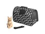 Τσάντα μεταφοράς κατοικιδίου σε μαύρο χρώμα με πατουσάκια, 45x27x20 cm
