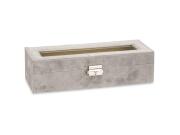 Βελούδινη θήκη ρολογιών με διάφανο καπάκι, 6 θέσεων με κλειδαριά, σε γκρι χρώμα, 11.5x30.5x8.5 cm