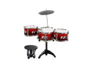 Σετ παιδικά ντράμς με σκαμπό, σε κόκκινο χρώμα,  47x28.5x19.5 cm