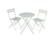 Σετ Μεταλλικών Επίπλων Κήπου Μπαλκονιού με ένα Πτυσσόμενο Τραπεζάκι και 2 Καρέκλες, σε Πράσινο χρώμα