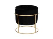 Σκαμπό Σαλονιού με βελούδινη επιφάνεια και αποθηκευτικό χώρο, σε μαύρο χρώμα, 42x42x44 cm