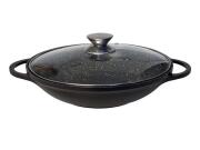 Cheffinger Αντικολλητικό Τηγάνι Wok 36 cm με Μαρμάρινη Επίστρωση Καπάκι και Πάτο Induction, CF-DW36