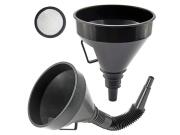 Χωνί Εύκαμπτο Πλαστικό για Μεταφορά Καυσίμων με Σπιράλ και Σίτα σε Μαύρο χρώμα, 14.5x14.5x37 cm