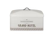 Ψωμιέρα με καπάκι μεταλλική, σε λευκό χρώμα, 33x18x21 cm