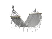 Kρεμαστή Αιώρα κήπου βαμβακερή boho style, αντοχής 200 kg σε γκρι χρώμα, 200x100 cm