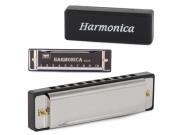 Μεταλλική Φυσαρμόνικα με 10 τρύπες Τονικότητας C με Θήκη Μεταφοράς, 10.5x2.5x2 cm