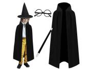 Αποκριάτικη Στολή Σετ Μάγος 4 τμχ σε Μαύρο χρώμα από Πολυεστέρα, Wizard Costume