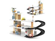 Ξύλινο Γκαράζ, Πάρκινγκ με ασανσέρ, Αυτοκίνητα, Ελικόπτερο και Πλυντήριο Αυτοκινήτων, 63x21x37 cm