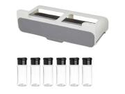 Επιτοίχιος Οργανωτής Μπαχαρικών Πλαστικό Συρόμενο Ράφι Ντουλαπιού 6 Θέσεων, σε Λευκό Γκρι χρώμα