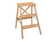 Βοηθητική πτυσσόμενη ξύλινη σκάλα bamboo με 3 σκαλιά, 50x43.5x63.5 cm