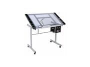 Γραφείο Τραπέζι σχεδιαστηρίου με Γυάλινη επιφάνεια σχεδιασμού με κλίση, 104x61.5x79.5 cm