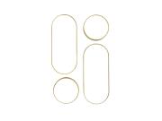 Σετ καθρέφτες 4 τεμαχίων με μεταλλικό χρυσό σκελετό, επιτοίχιοι σε 2 διαφορετικά σχέδια, 71x30 cm