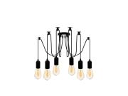 Κρεμαστό φωτιστικό οροφής με 6 υποδοχές για λαμπτήρες, μεταλλικό,σε μαύρο χρώμα, 200x5x8 cm