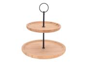 Bamboo Ξύλινη  Πιατέλα Σερβιρίσματος Ορντεβιέρα με 2 Στρογγυλά Επίπεδα Ύψους 23.5 cm