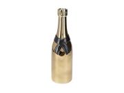 Διακοσμητικό Βάζο Με Σχήμα Μπουκάλι Σαμπάνιας από Δολομίτη Σε Χρυσό Χρώμα, 11.5x11.5x39 cm