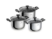 Blaumann Σετ Κατσαρόλες 6 Τμχ με Γυάλινα Καπάκια από Ανοξείδωτο Ατσάλι, Gourmet Line, BL-3863