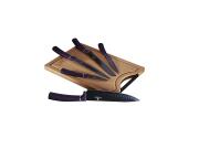 Berlinger Haus Σετ Μαχαίρια 5 τεμαχίων Ανοξείδωτα, με Ξύλο Κοπής, Purple Eclipse Collection BH-2683