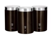 Berlinger Haus Σετ Μεταλλικά Βάζα 3 τεμ για Καφέ, Ζάχαρη, Τσάι, Metallic Line Shiny Black BH-6828