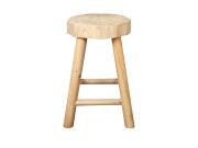 Ξύλινο Σκαμπό Σκαμνί από Paulownia με 4 Πόδια, σε Καφέ Χρώμα, 26x26x40 cm