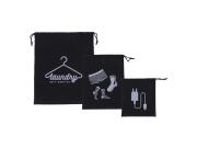 Σετ Τσάντες Οργάνωσης 3 Τεμαχίων με Διαφορετικά Σχέδια σε Μαύρο Χρώμα