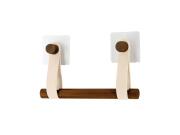 Επιτοίχια Βάση για Χαρτί Τουαλέτας από Μπαμπού με Ιμάντα από Δερματίνη και Αυτοκόλλητη Στήριξη