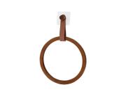 Επιτοίχια Κρεμάστρα Πετσέτας Μπάνιου Κρίκος με Ιμάντα από Δερματίνη και Αυτοκόλλητη Στήριξη