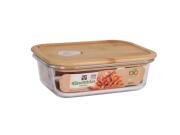 Γυάλινο Φαγητοδοχείο Τάπερ με Καπάκι από Μπαμπού, 17.5x13 cm