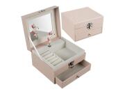 Kοσμηματοθήκη Μπιζουτιέρα Μουσικό Κουτί με Μονόκερο, Καθρέπτη Και Συρτάρι, σε Ροζ Χρώμα, 15x9x13 cm